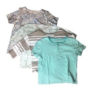 BUDGET BUNDLE of 4 Floral and Stripe Shirts in Blue Grey and White